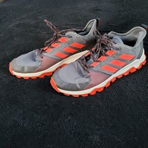 Adidas Gray and Red Trail Running Shoes